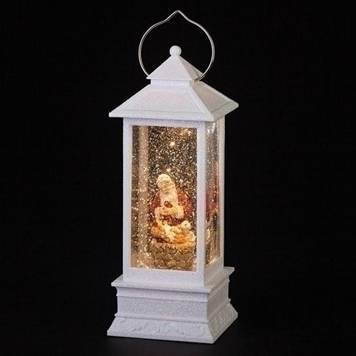 LED Swirl Lantern kneeling Santa