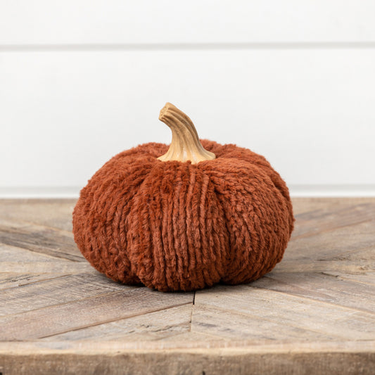 Burnt Orange Fleece Pumpkin 6.25"