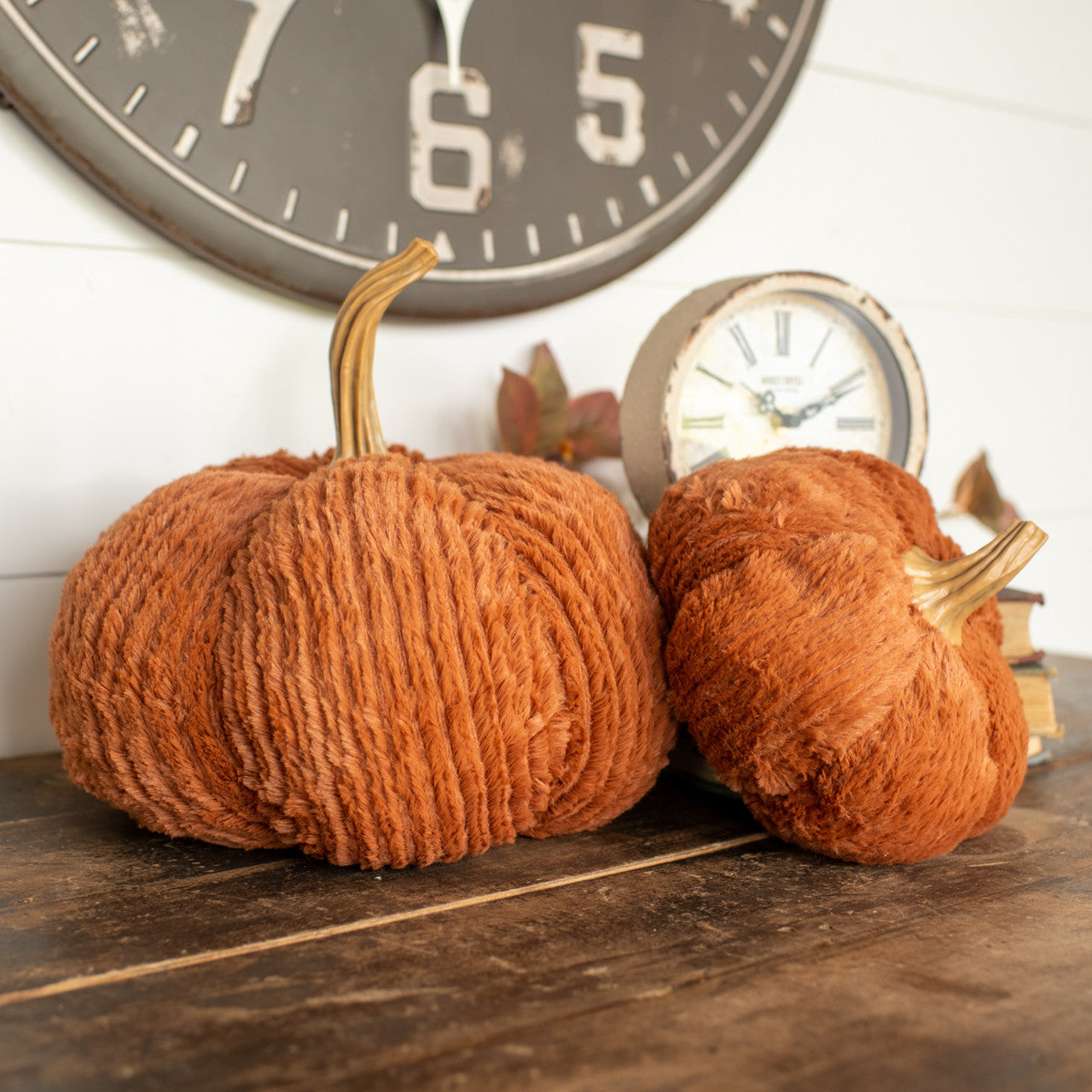 Burnt Orange Fleece Pumpkin 11"