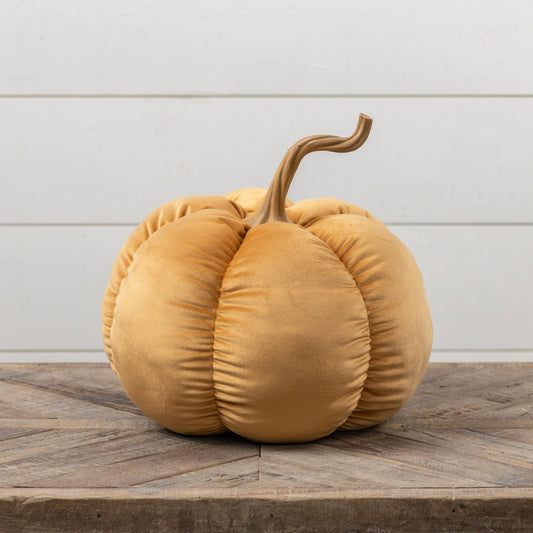 Yellow Fabric Pumpkin 14"